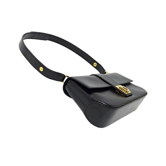 Pre Loved Salvatore Ferragamo Black Leather Gancini Shoulder Bag - Picture 4 of 12